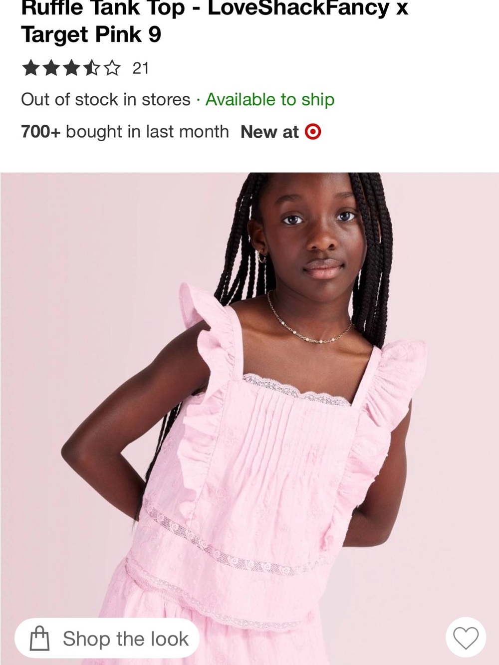 Love Shack Fancy Light Pink Ruffle Tank Top and skirt for Kids